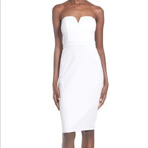 Strapless white midi dress